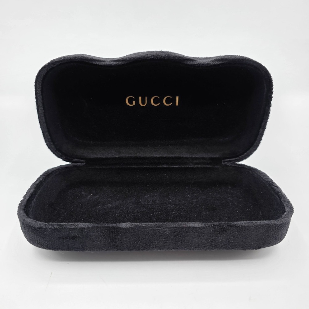 GUCCI Black Velvet Hard Case Sunglasses Eyeglasses Case with Gold Logo‎ Luxury